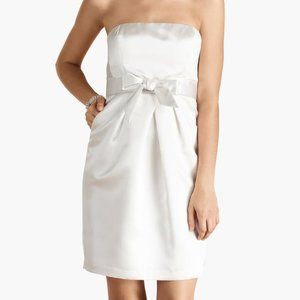 Donna Morgan Strapless White Satin Sheath Dress 10